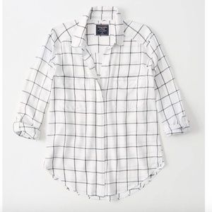 NWOT A&F White Check Slim Boyfriend Shirt